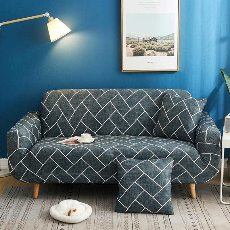 

Chair Covers Armchair Protection Sofa Cover For Living Room Single Lover 3 4 Seater Geometry Plaid Elastic Spandex Couch Nordic
