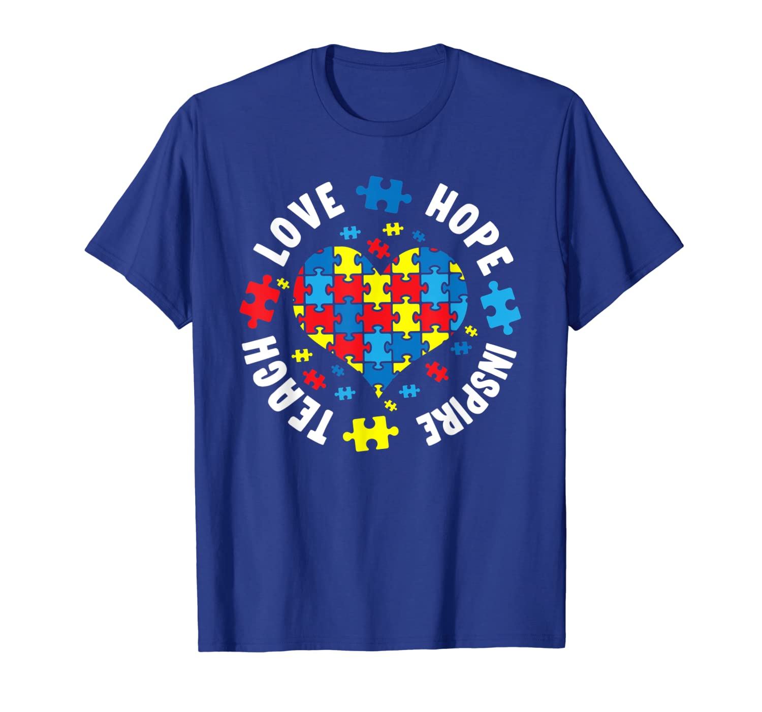 

love hope inspire teach autism awareness gift t-shirt, White;black