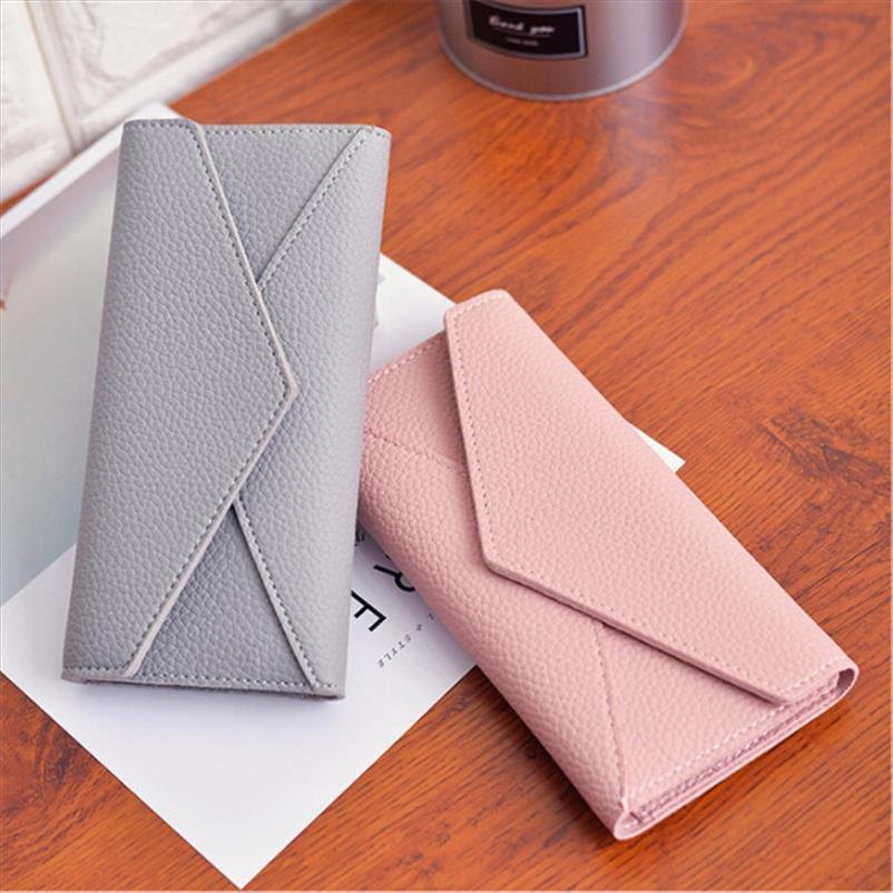 

women long wallet pu leather purse fashion 3 fold envelope lady clutch wallets female change coin purses money bag, Red;black