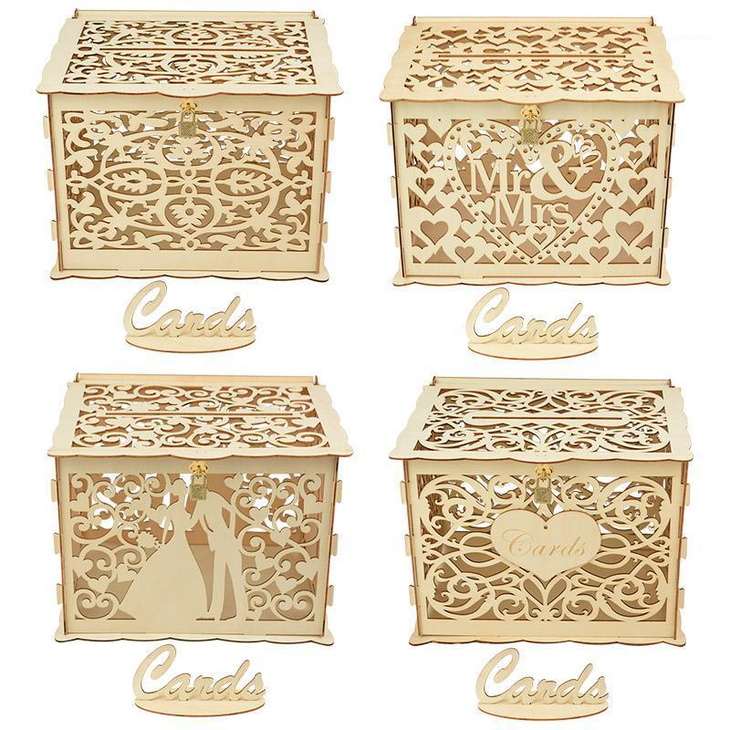 

Party Decoration 1Pcs Wooden Card Money Box Mr Mrs Bride Groom Boxes With Lock For Marriage Wedding Ceremony Decorations Gift Storage