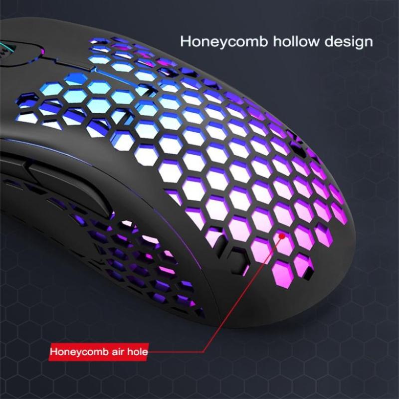 Mice Anti-Skip Honeycomb Design Hollow RGB LED Lighting Wired Mouse 6-button Gaming For XP/Vista/ Windows 7/Windows8-image-722275198