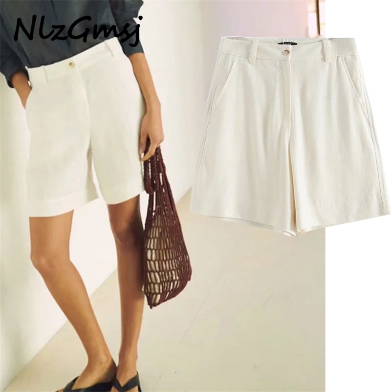 

Short Chic Fashion Calf Length Pants Female Vintage High Waist Zipper Fly Short Mujer 06 210628, Photo color