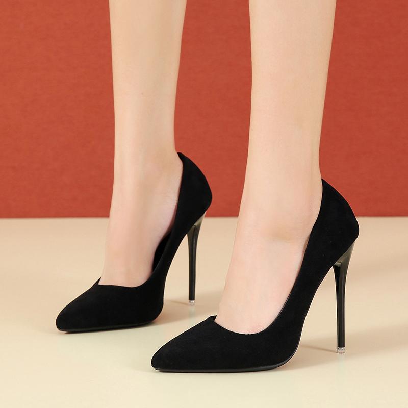

Dress Shoes 2021 Spring And Autumn Pointed High Heels Shallow Mouth Sexy Women's Stiletto Solid Color Single Large Size, Black