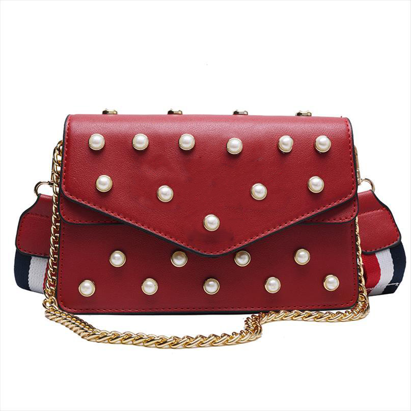 

Fashion broadway women bag pearl decoration striped webbing shoulder bags leather shoulder messenger handbag, Dustbag