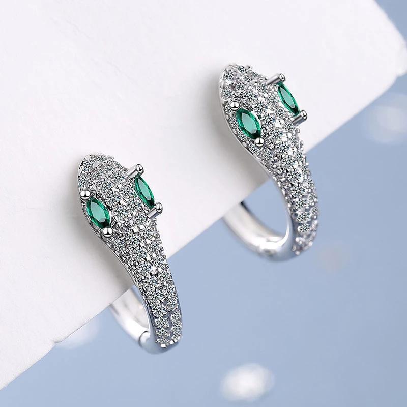 

Hoop & Huggie Prevent Allergy 925 Sterling Silver Stud Earrings For Women Trendy Elegant Sparkling Zircon Little Snake Bride Jewelry Gift