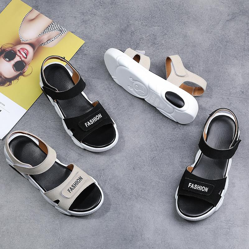 

Bear Sandals For Women Summer Fashion Open Toe Shoes Versatile Platform Leisure Beach Suede Women's, Black