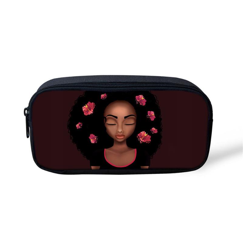 

Cool African American Girls Pencil Case For Teens Pen Bags Student Storage School Supplies Kids Cosmetic & Cases