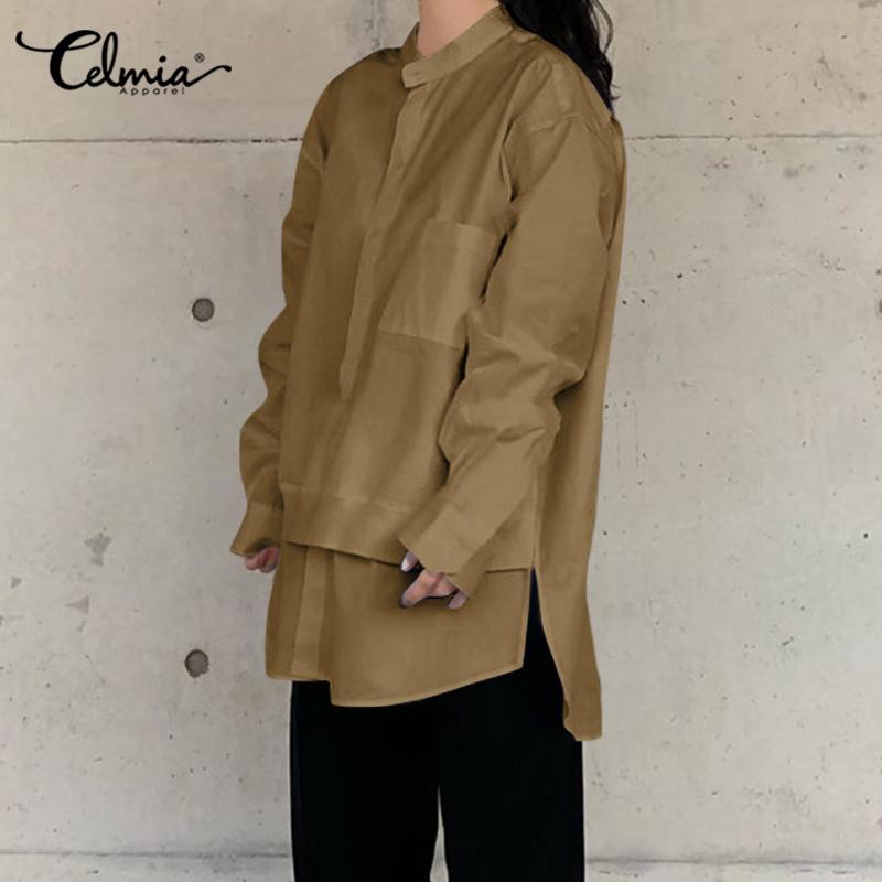 

Women's Blouses & Shirts Celmia 2022 Fashion Women Vintage Long Sleeve Asymmetric Blouse Casual Loose Elegant Office Blusas Femininas Party, White