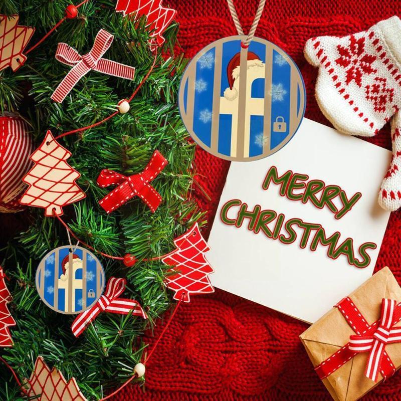 

Christmas Decorations 1pc Year 3d Ornament Wooden Hanging Pendants Blue Color Hang Tag For Home Navidad L5j5