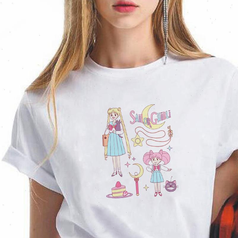 

cute womens t shirts women shirt cartoon comics sailor moon tshirt fall angel short sleeve crewneck teens for, White