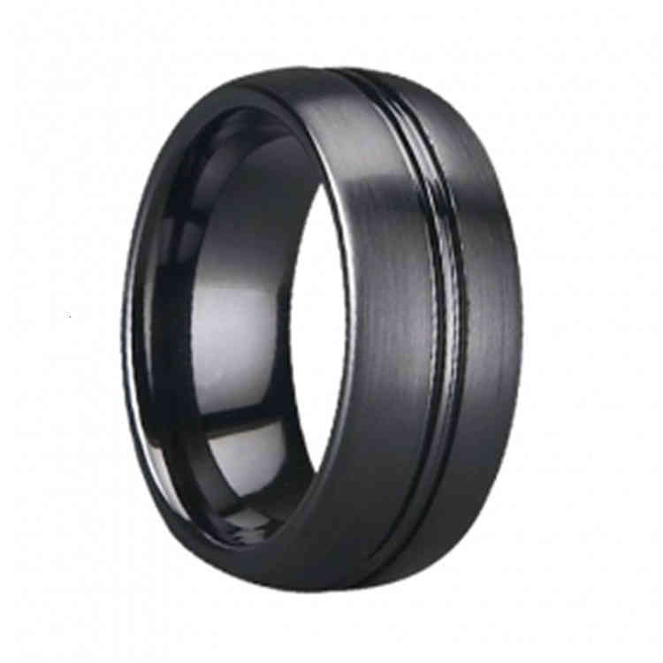 

Ring Popular Black Ceramic Slotted Lassa Men's Jewelry Straight, Silver