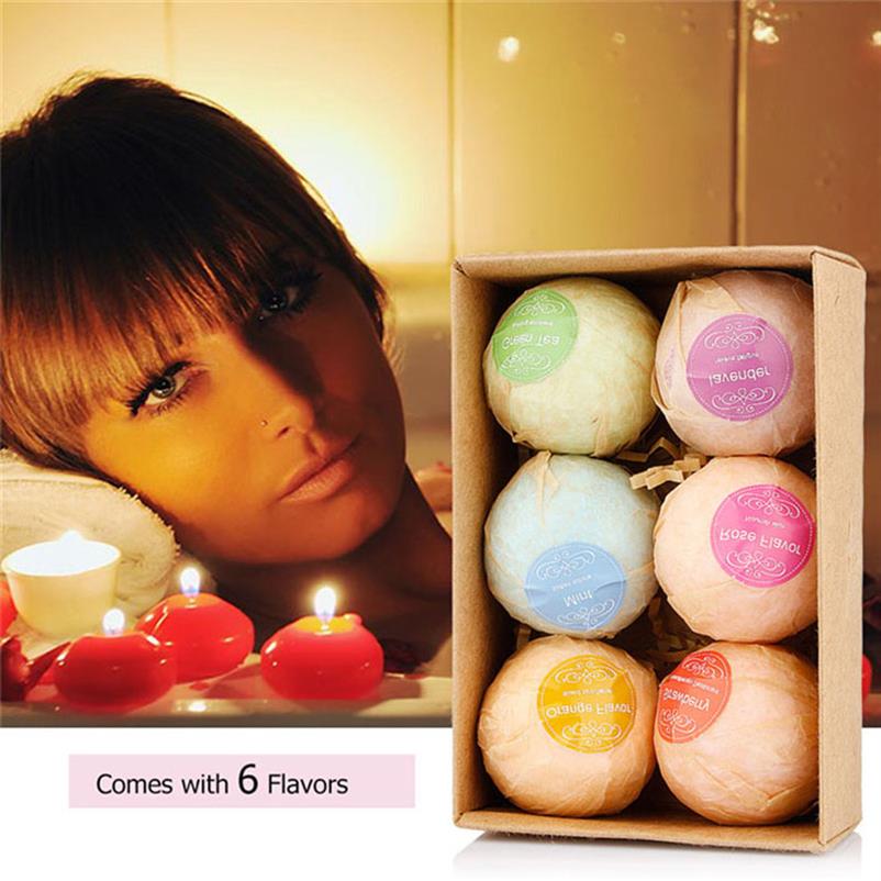 

6pcs Organic Bath Bombs Bubble Salts Ball Essential Oil Handmade SPA Stress Relief Exfoliating Mint Lavender Rose Flavor312r