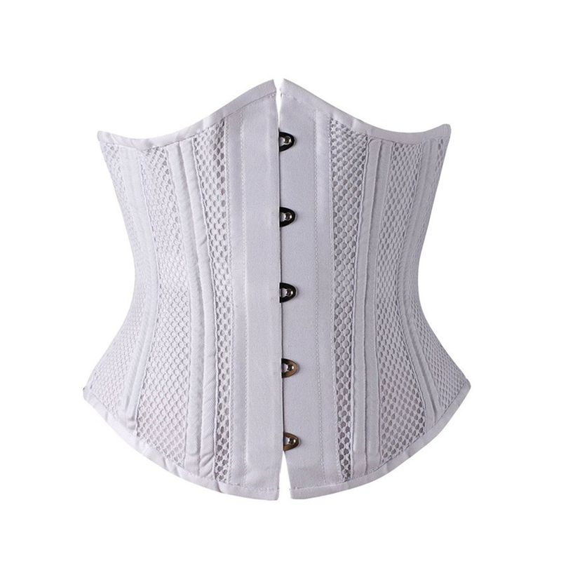 

Woman Bustiers 2016 New Women two colors white and black mesh breathable steel bones corsets with tassel