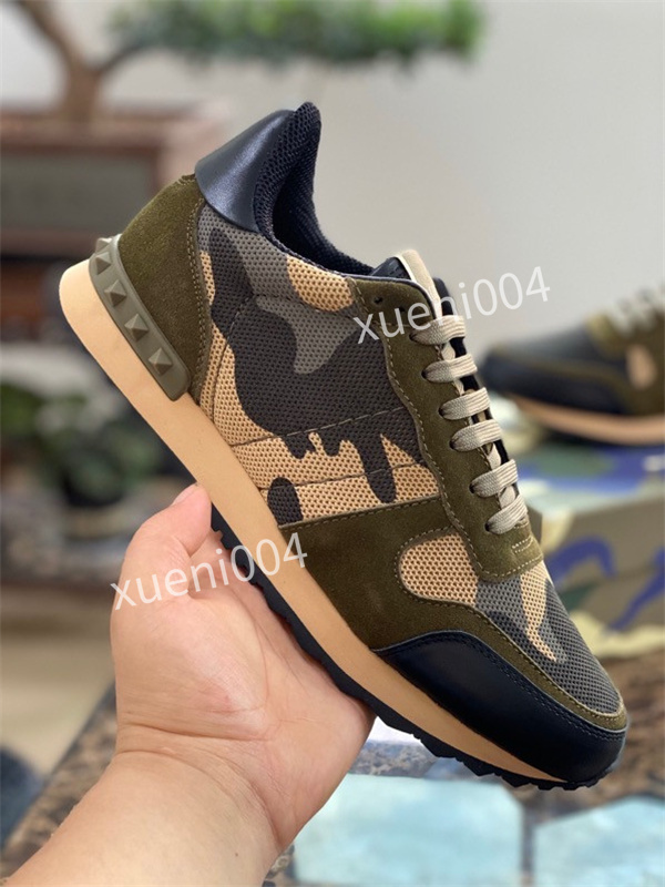 

New Color Camo Suede Studded Camouflage Rock Runner Sneaker Shoes Valentinoes Women Men Stud Casual Shoes Sneakers chaussures 39-46, 01