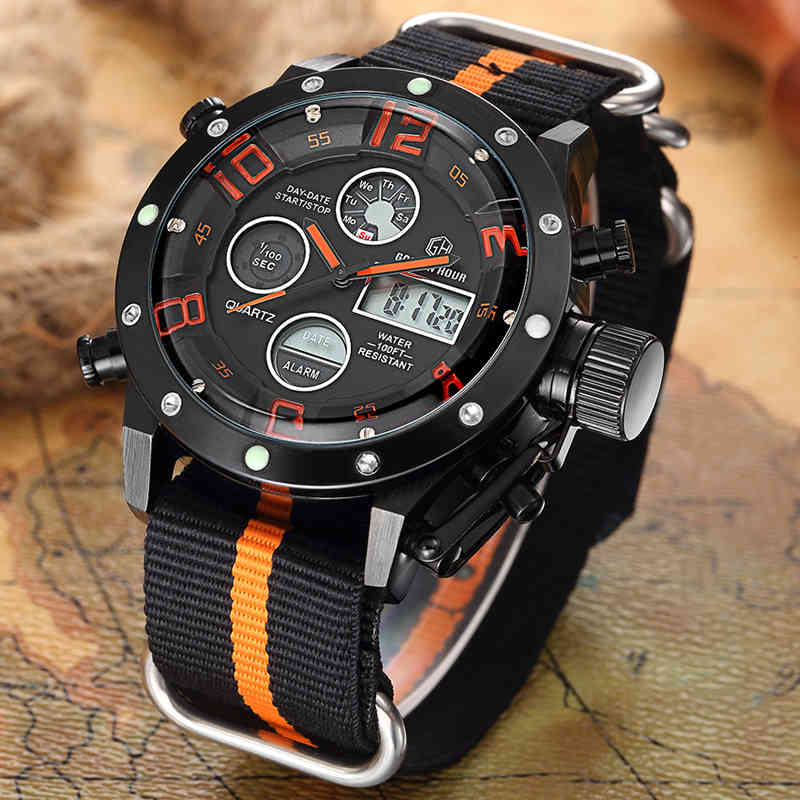 

GOLDENHOUR Fashion Luxury Sport Men Watches Army Military Mens Watch Brand Waterproof Wristwatch Male Clock Relogio Masculino 210517, Silver