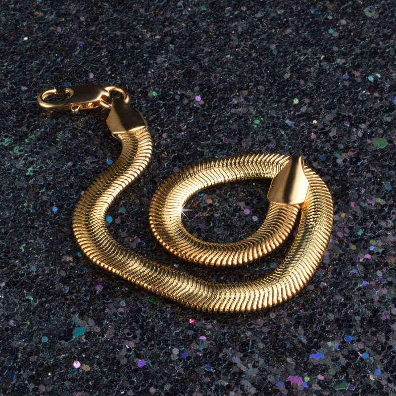 

Golden Snake Bracelet for Men Women Gold Chain Stainless Steel Mens Bracelets Wholesale Jewelry