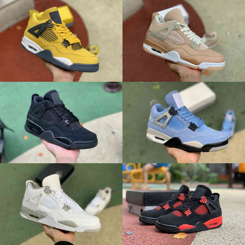 

Jumpman University Blue 4 4s Basketball Shoes Mens Women Cream Sail Red Lightnings Thunder Shimmer White Oreo Bred Ow Taupe Haze What TheBDS4, Red thunder