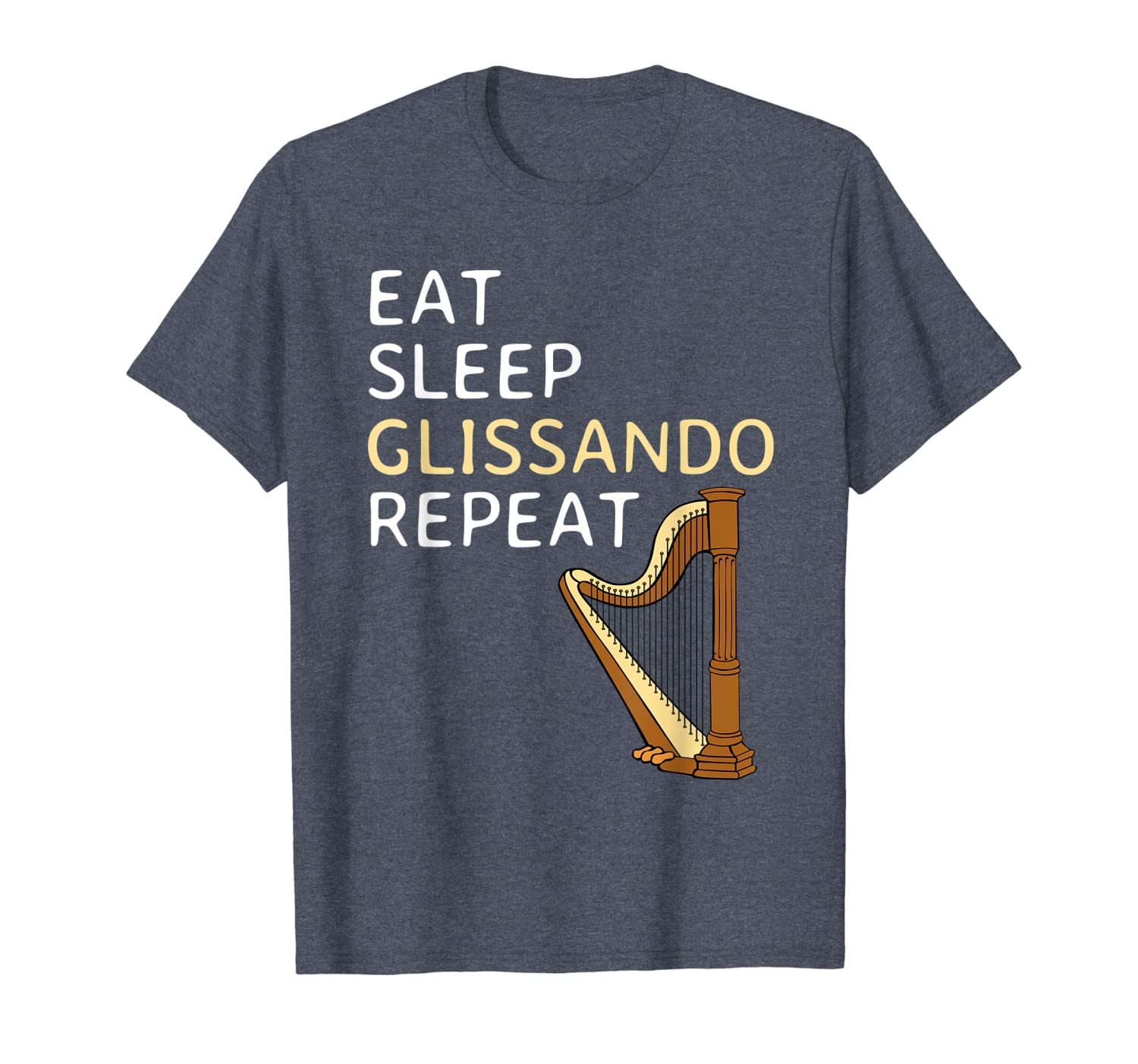

eat sleep glissando repeat harp musician harpist music shirt, White;black