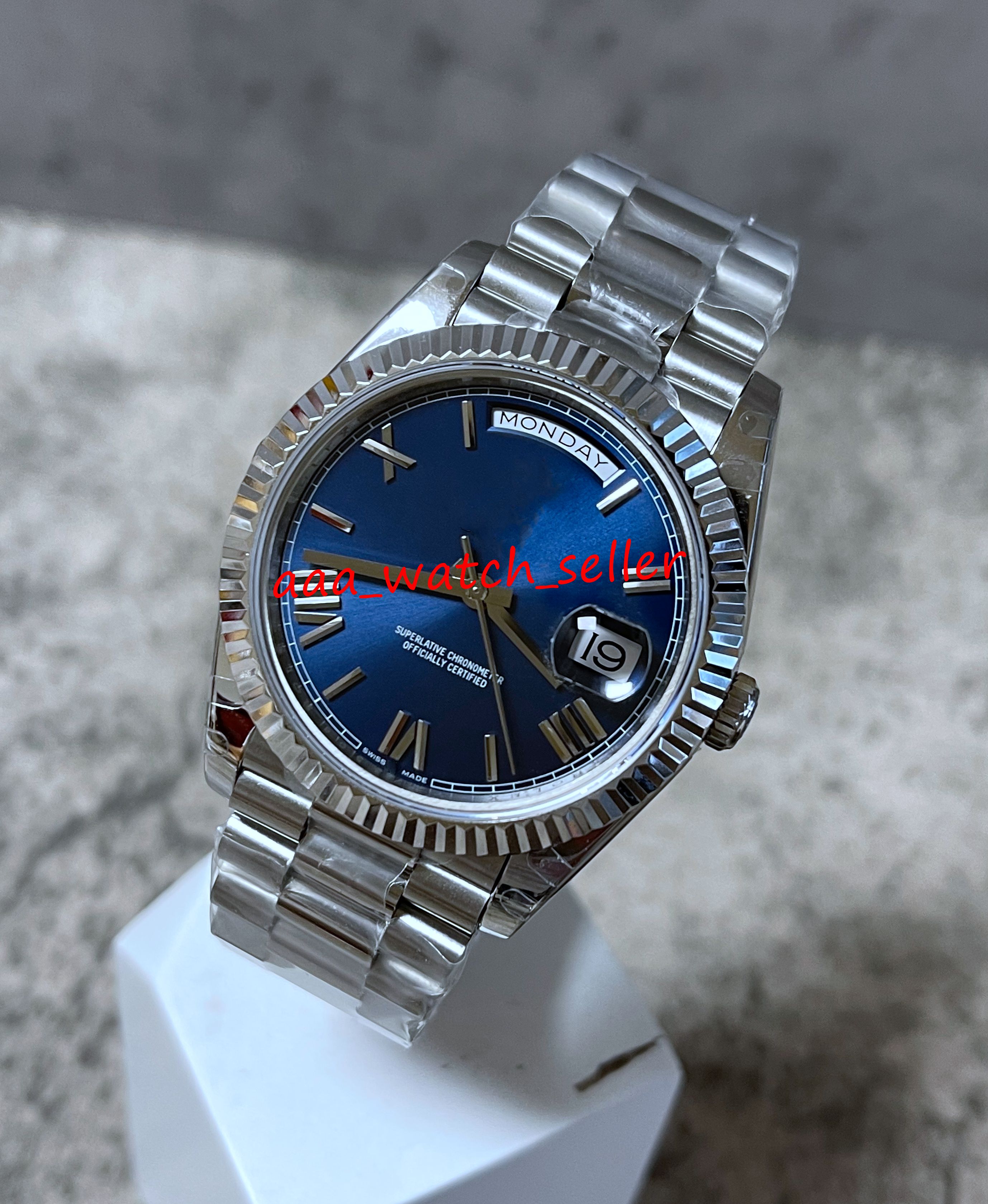 

2 Colors BP Factory Master mens luxury watches 40mm DD 228238 228239 228235 fluted bezel DG 2813 automatic movement president bracelet SS 316L sport wristwatches, P1--blue dial