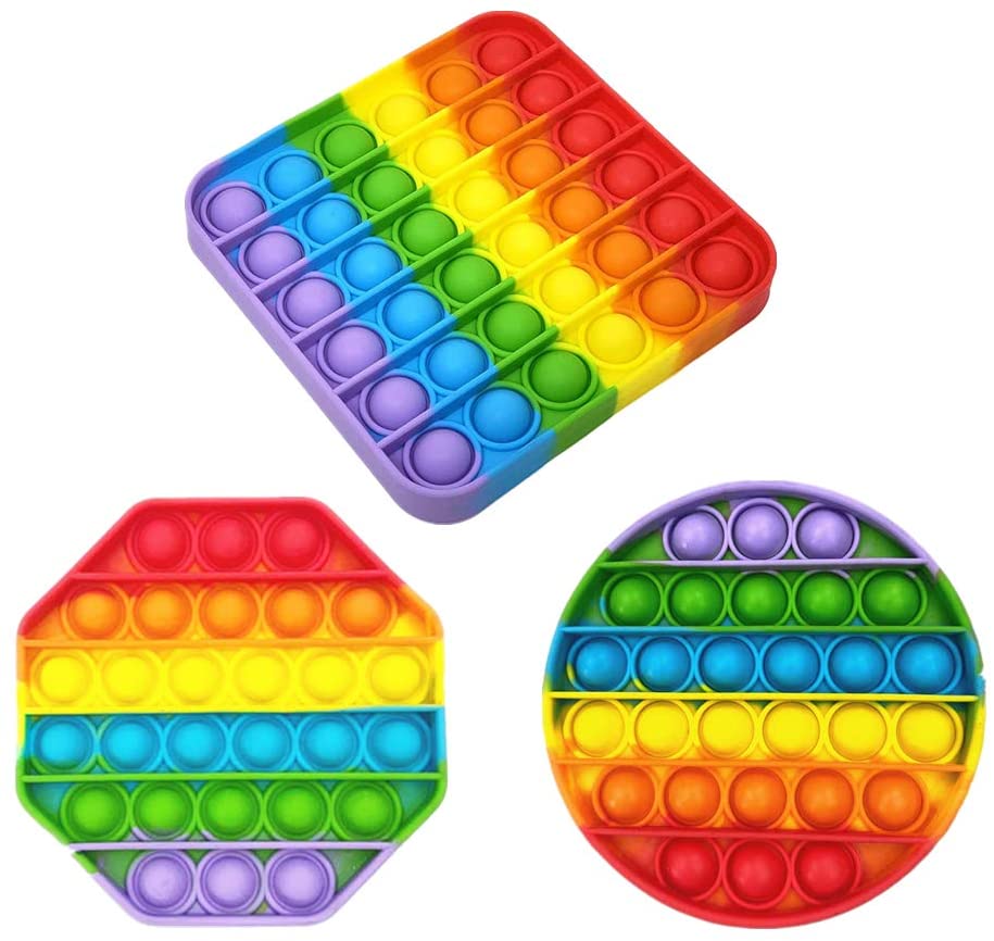 

aushang 3 pack Pinch Sensory Toy, Push Pop Bubble Sensory Fidget Toy, Rainbow Pop It Figit Toy Autism Special Needs Anti-Stress, Fun and Edu