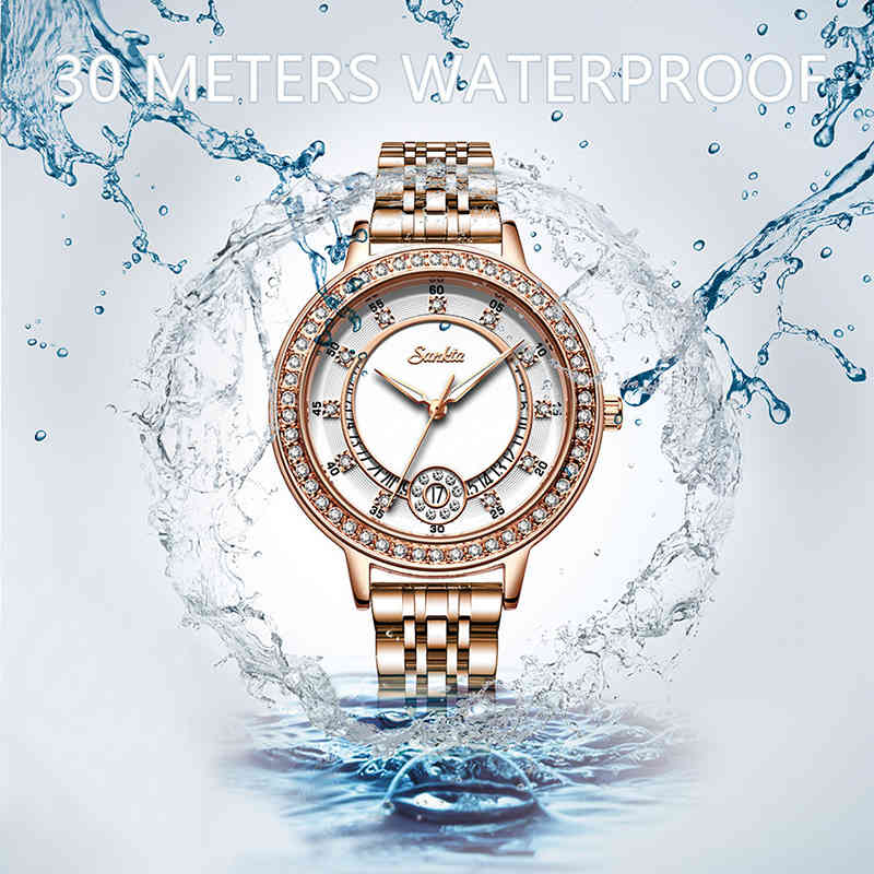 

SUNKTA Gold Watch Women Top Brand Luxury Bracelet Ladies Watches Woman Dress Waterproof Business Quartz Wrist Watches For Womens 210517, Rose gold black
