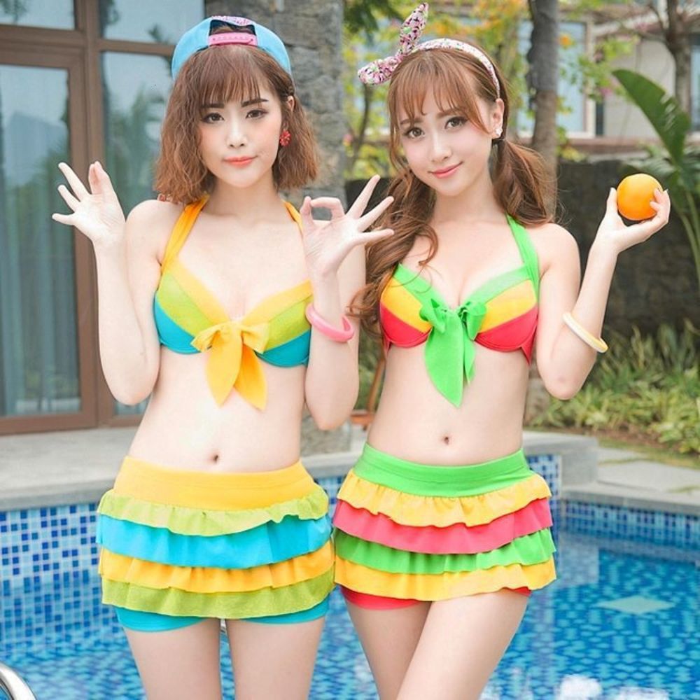 Fashion Swimsuit Female Sexy Bikini Piece Split Small Chest Steel Bracket Gathered Beach Resort triangl swimwear-image-692553607