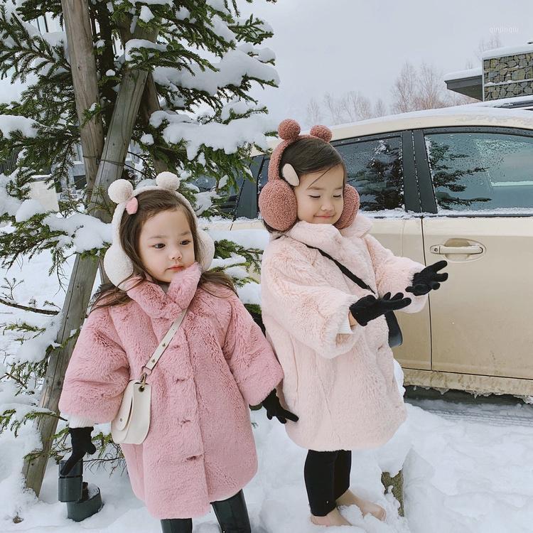 

Jackets 2021 Winter Children Baby Kids Girls Infants Faux Fur Thicken Parkas Princess Coat Casual Warm Outwear Casacos W236, Blue;gray