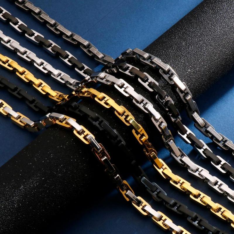

Width Box Chain Thick Stainless Steel Necklace Multi Size Long Heavy Metal Men's Chains