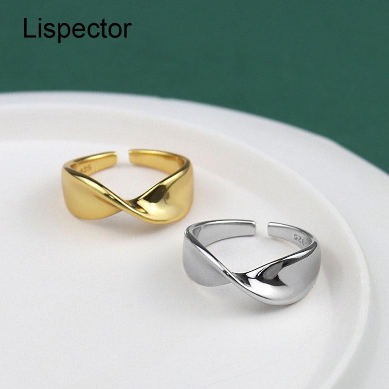 

Lispector 925 Sterling Silver Geometric Mobius Rings For Lovers Minimalist Simple Wedding Ring Stylish Couple Jewelry Gifts Cluster