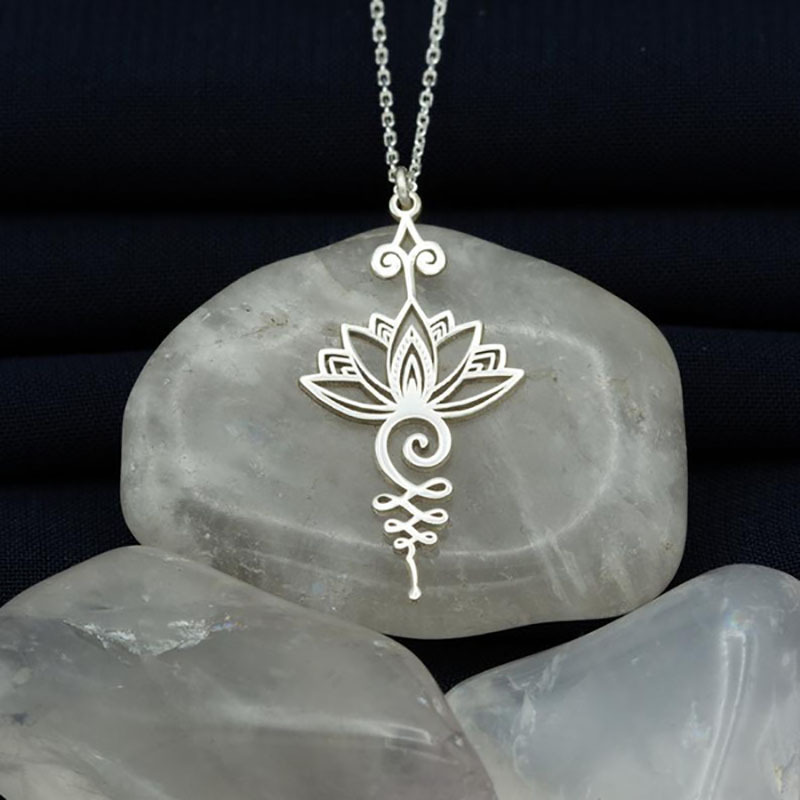 

Art Lotus Flower Pendant Necklace Hippie Necklace Women Unalome Charms Hollow Plating Lotus Flower Necklaces Women Yoga Jewelry
