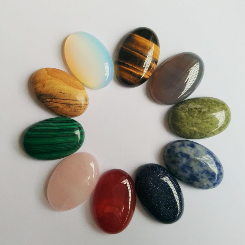 

Assorted Natural stone Oval flat base cab cabochon Cystal Loose beads for Necklace earrings jewelry & Clothes Accessories making Wholesale 20x30mm