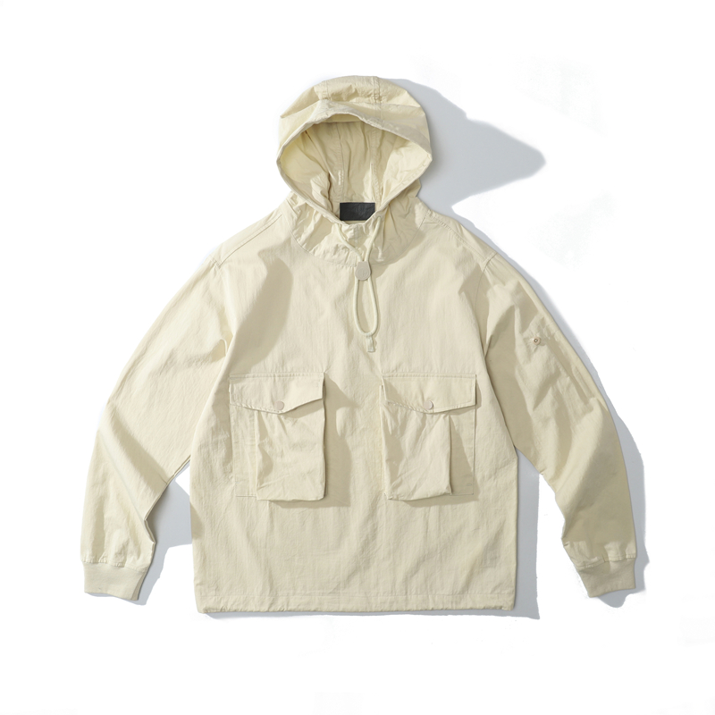 

cptopstoney konng gonng Spring and autumn 19SS GHOST PIECE SMOCK/ANORAK COTTON NYLON TELA Pure cotton fabric, ghost hoodie coat, Black;brown