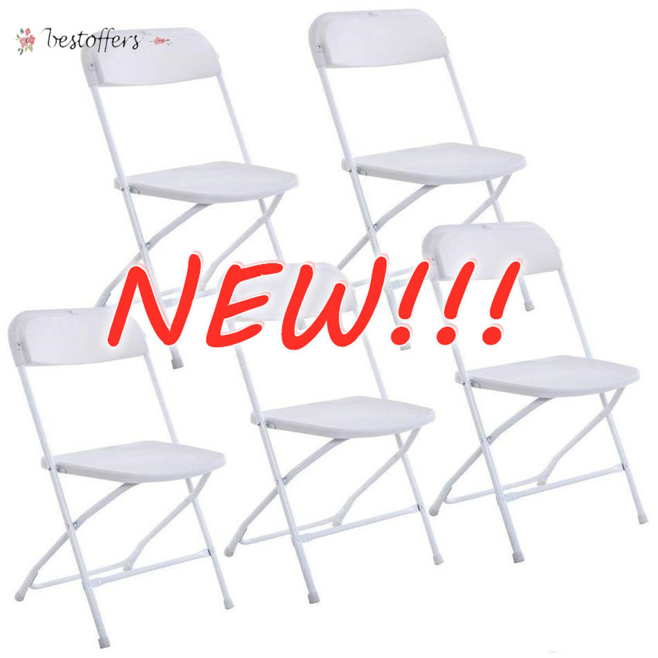 

New Plastic Folding Chairs Wedding Party Event Chair Commercial White BS14