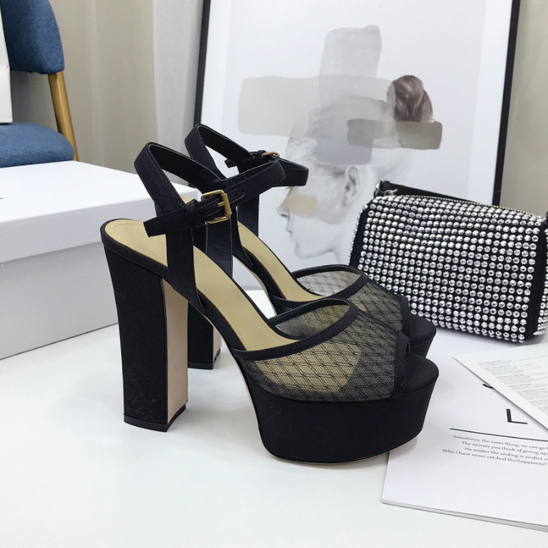 

Top quality women's chunky heels platform sandals ankle strap buckle slides party heeled dress shoes sliders suede sexy block heel sandal for women factory footwear, Gift(not sold separately)
