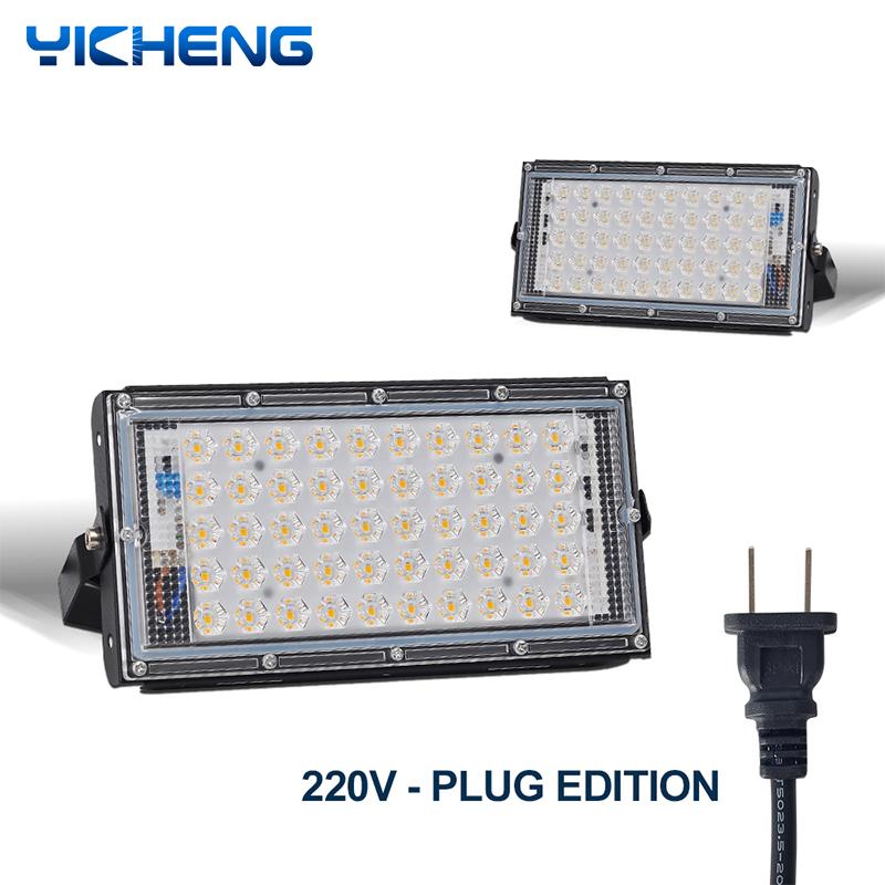 

Floodlight 50W US Plug IP65 Waterproof LED Spotlight AC220V Street Lamp Landscape Lighting For Outdoor Wall Billboard Floodlights