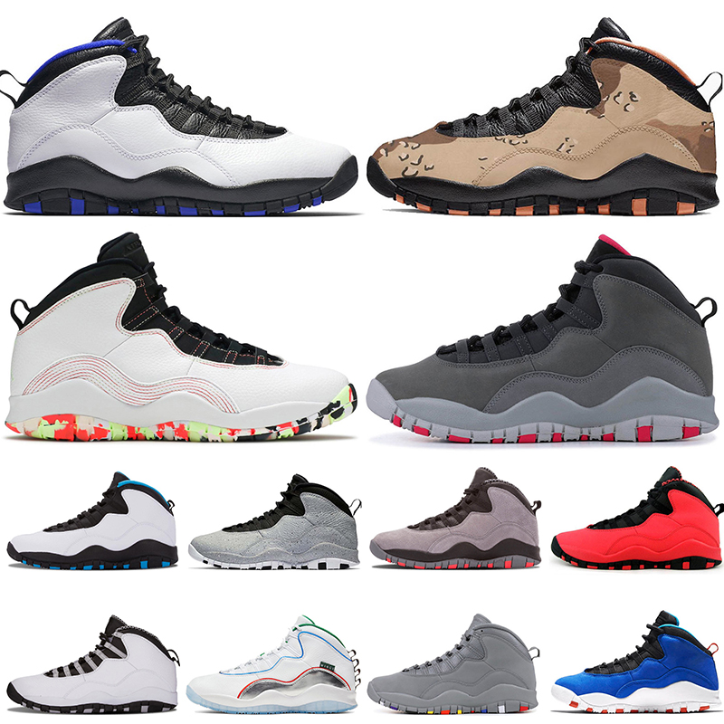 

Jumpman 10 10s Mens Basketball shoes Ember Glow Fusion Red Woodland Camo Wings Seattle Westbrook I'm back Desert Dark Smoke Grey men trainers sports sneakers, A#16 vo white