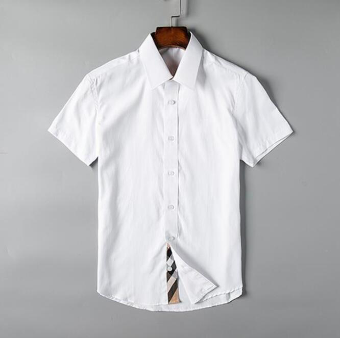 

Leluxe designer fashion trend men's shirt Korea repair short sleevebusiness social wear party club #49, White;black