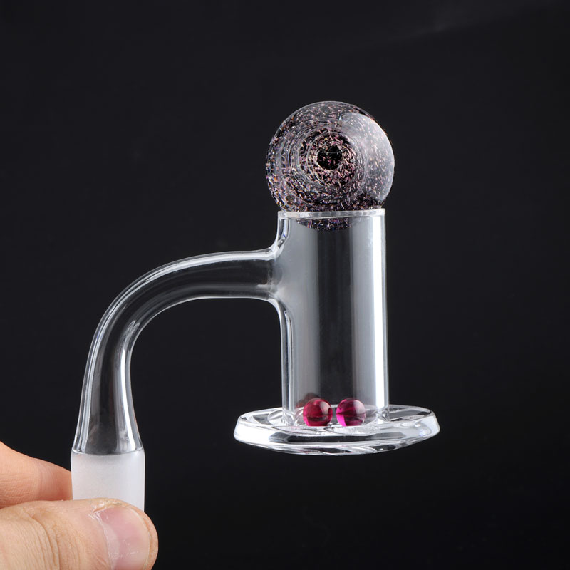

Beveled Edge Full Weld Blender Smoking Quartz Banger With 25mm Solid Marbles & Terp Pearls 20mmOD 45&90 Nails For Glass Bongs Dab Rigs