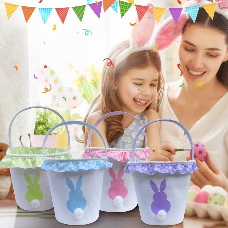 

Christmas Decorations Bag Basket Holiday Printed Canvas Gift Carry Candy For Biscuits Snack Package Easter Party Supplies