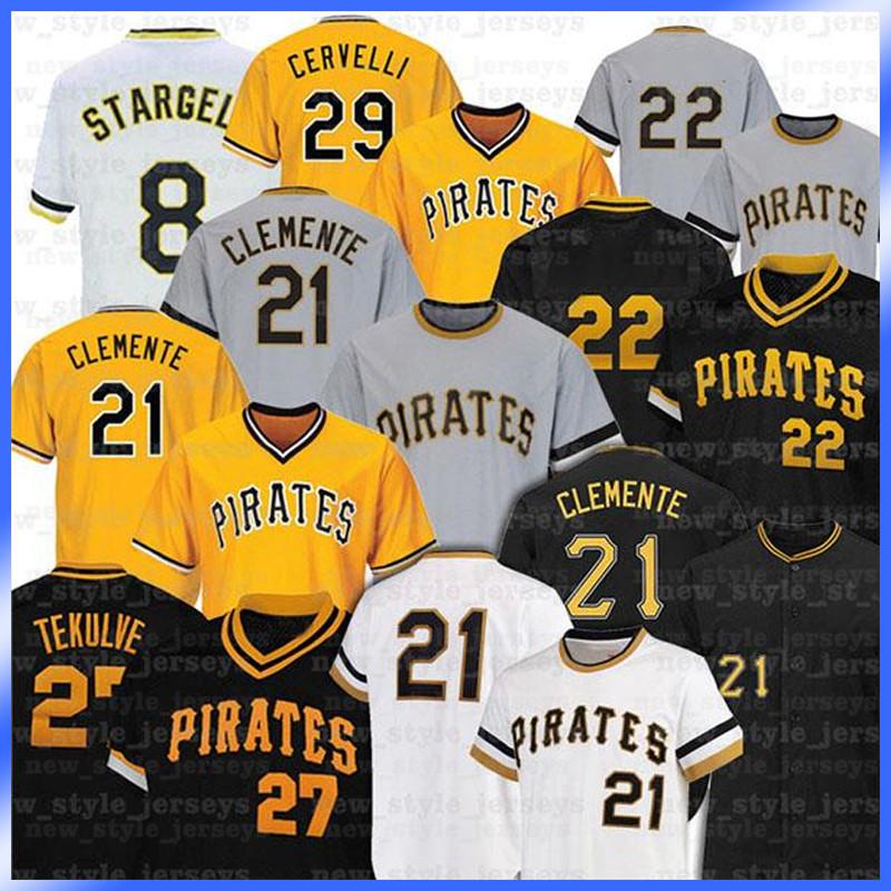 

21 Roberto Clemente 27 Kent Tekulve 29 Francisco Cervelli 8 Willie Stargell 6 Starling Marte Collection Mesh Baseball Jerseys b1, Blue;black