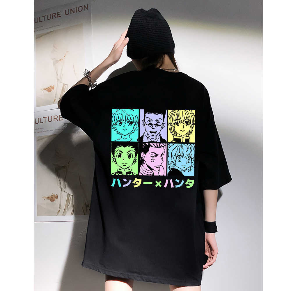 

2020 Anime Hunter X Hunter Killua Leorio Kurapika Gon Hisoka Pullover tshirt Streetswear Tops X0621, Black1