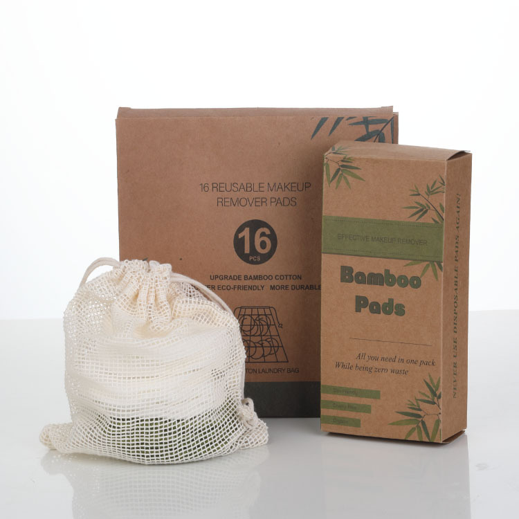 

Face Wash Make Up Remover Towel Pads Velvet Bamboo Cotton Make-Up Pad, Reusable Environmentally Friendly Puff 16 Pieces Set With Net Bag and