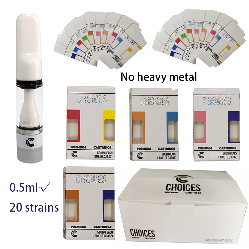 

0.5ml Carts Choices Full Ceramic Vape Cartridges Atomizer 510 Thread Empty Thick Oil Disposable Vapes Pens Press on Tip Vaporizer Glass Tank