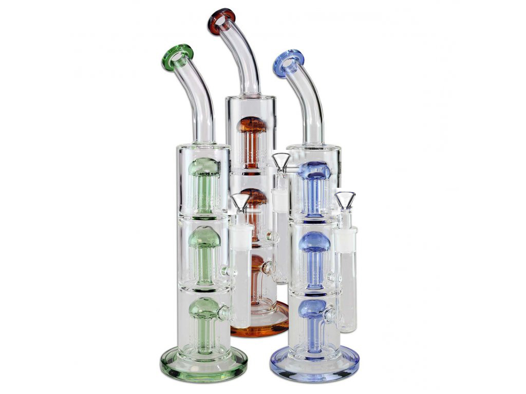 hookahs TRIPLE TREE ARM BONG 33cm tall 14mm joint bowl glass bongs-image-267671953