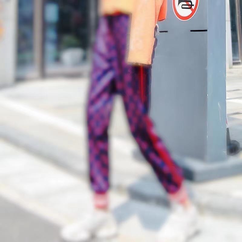

Spring and summer trend printing casual pants women's high-waist loose-fitting harem pants red letters personality color sports pants, Black;white