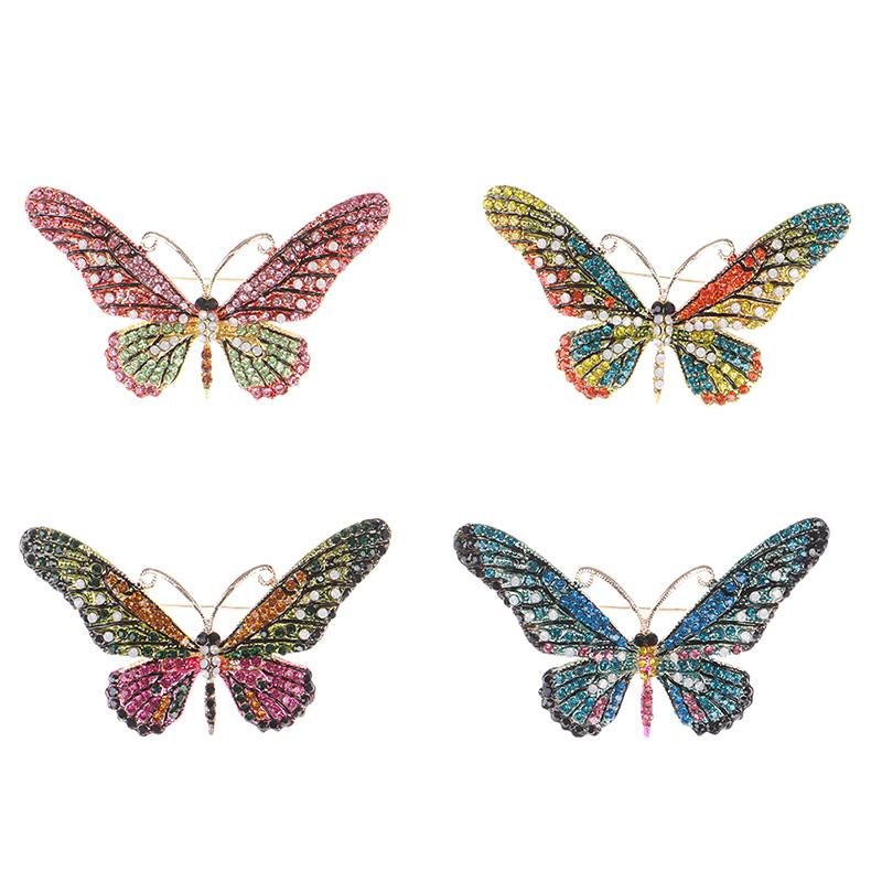 

Pins, Brooches Classic Vintage Rhinestone Butterfly For Women Bridal Gift Dress Pins Jewelry Accessories Elegant Pin