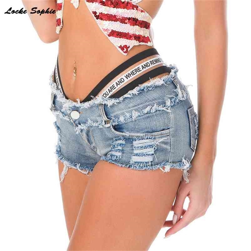 

Low waist short's jeans denim Summer Fashion broken hole Ladies Skinny cotton super short Girls 210624, Blue