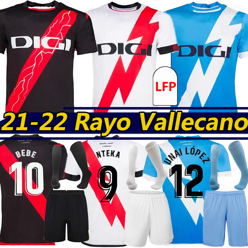 

21/22 Rayo Vallecano FALCAO soccer jerseys ISI UNAI LOPEZ SERGI GUARDIOLA FRAN GARCIA RODRIGUES OSCAR TREJO BEBE home away third 3rd Kits sock Full sets, 21-22 home kit