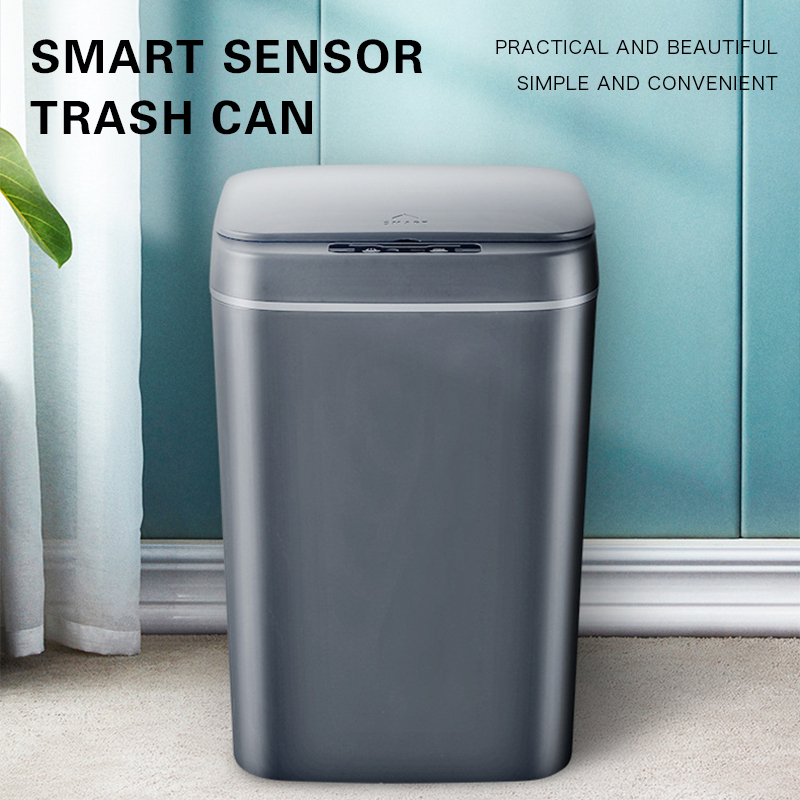 

16 Inteigent Trash Can Automatic Sensor Dustbin Smart Sensor Eectric Waste Bin Home Rubbish Can For Kitchen Bathroom Garbage