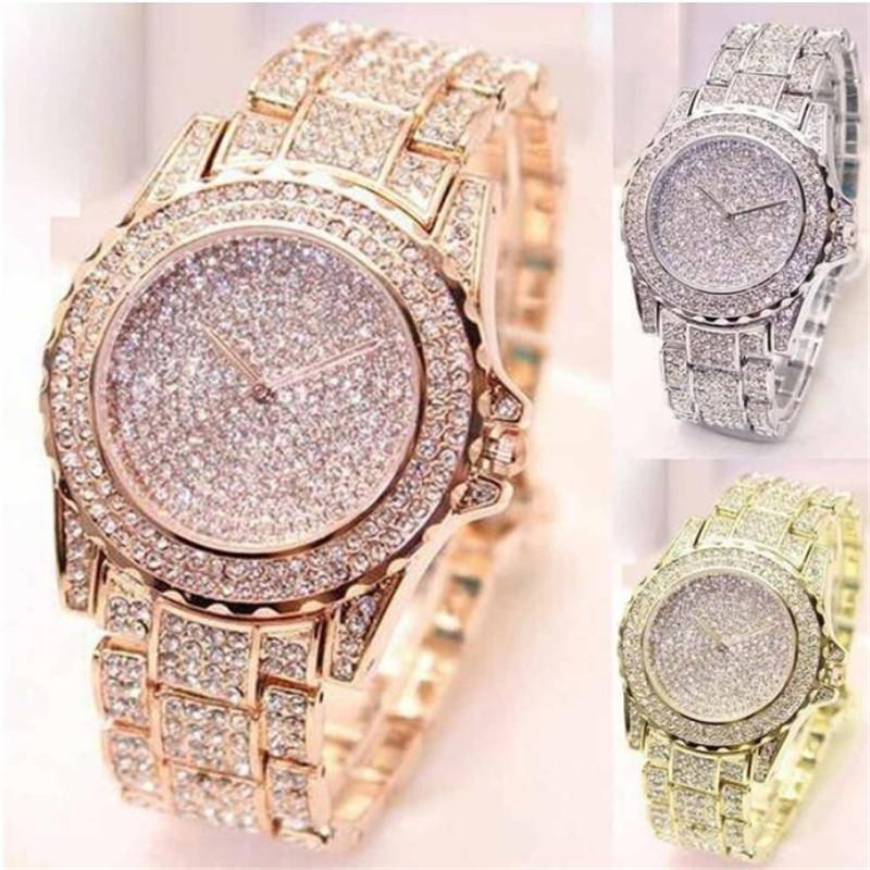 

Crystal Full Steel Women Watches Ladies Wristwatch Quartz Woman Feminino Relogio Reloj Hombre Montre Femme Zegarek Damski Saati Wristwatches, Gold